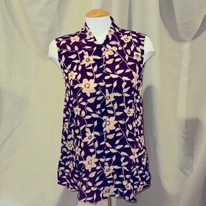100% Silk Floral Blouse NWT